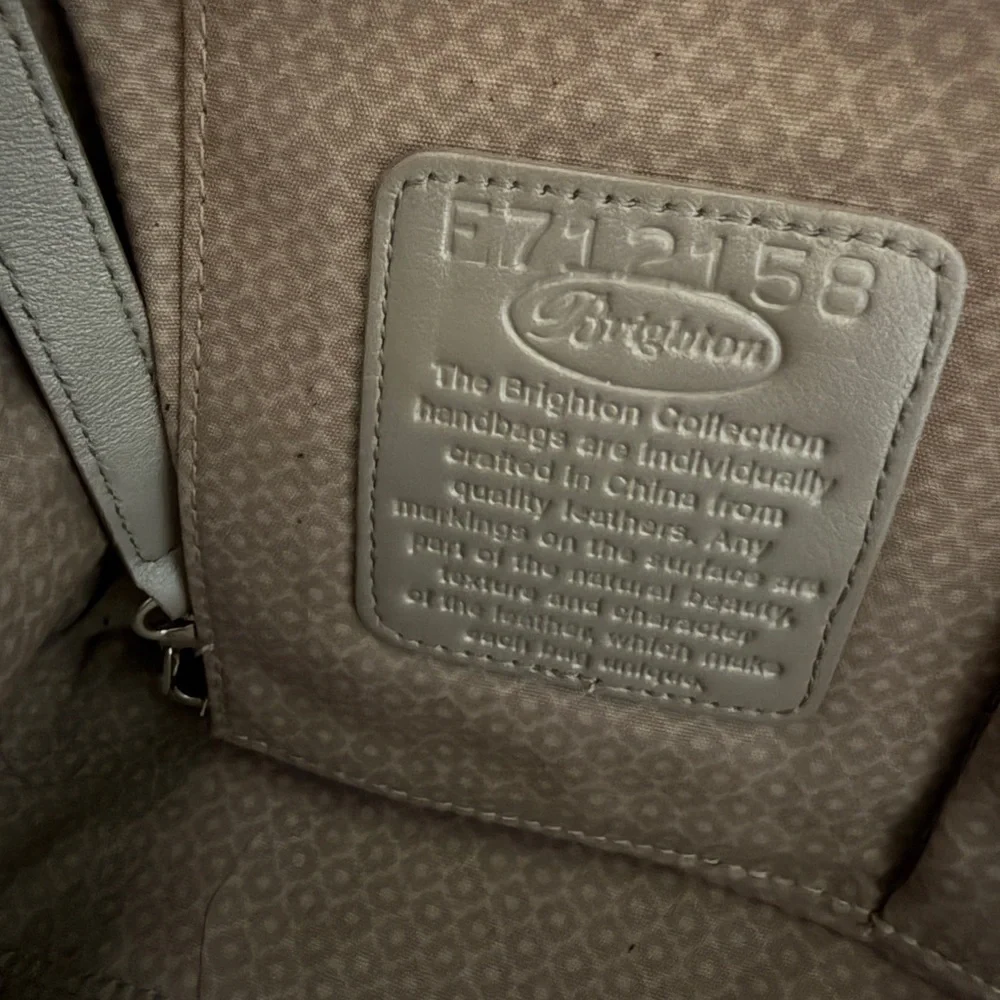 Brighton Metallic Taupe Leather Tote with Heart Charm